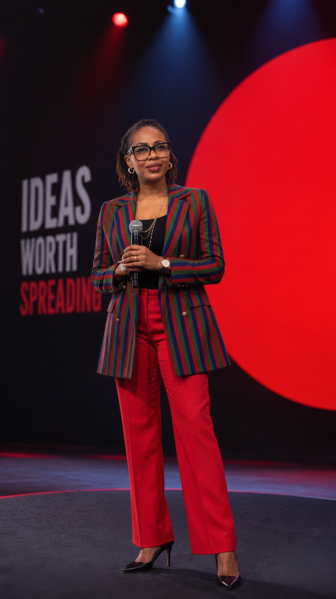 Padebi Ojomo speaking on the TEDx stage