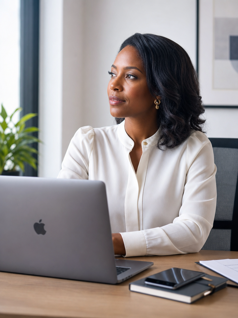 Black woman professional at desk